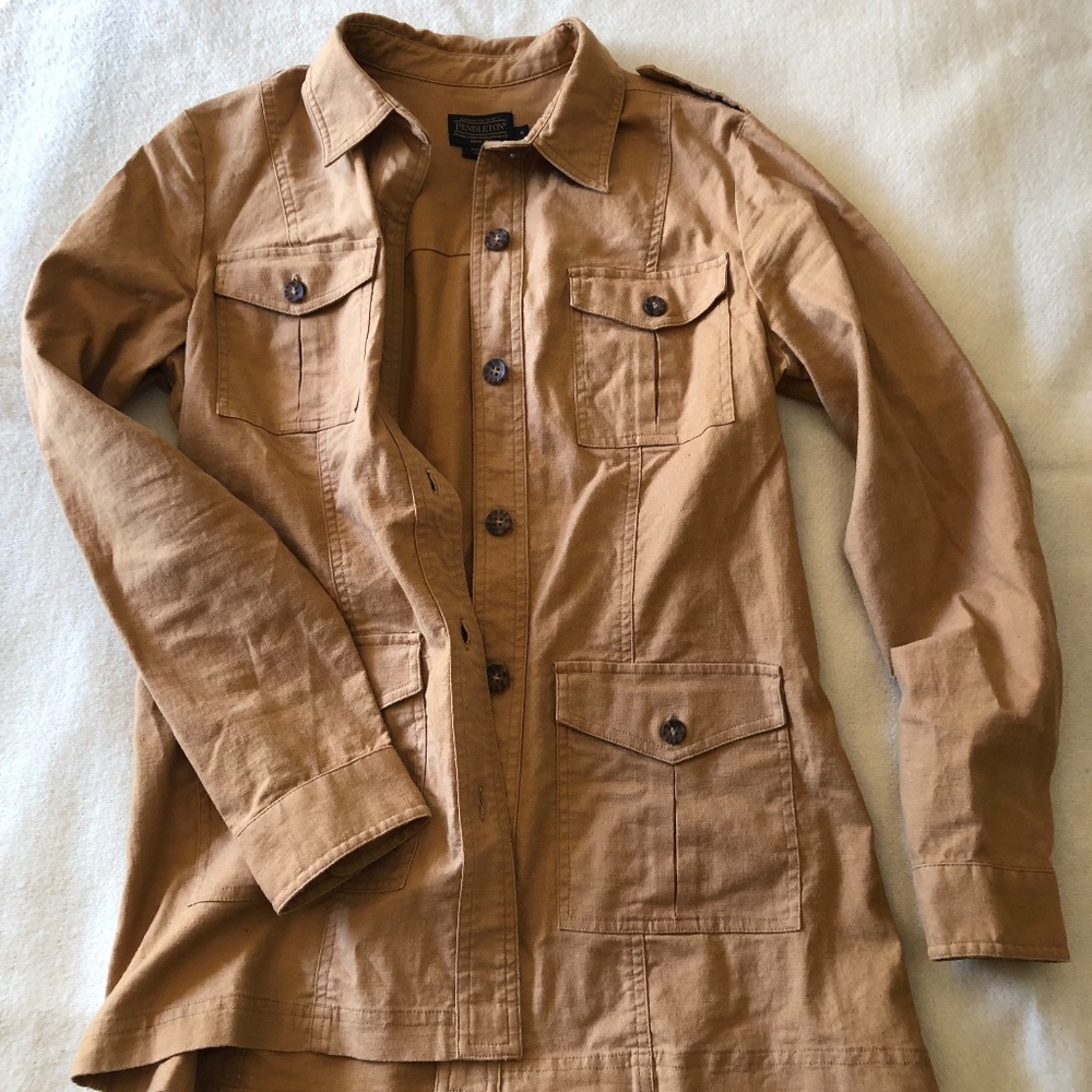 Pendleton linen field jacket, caramel/tan